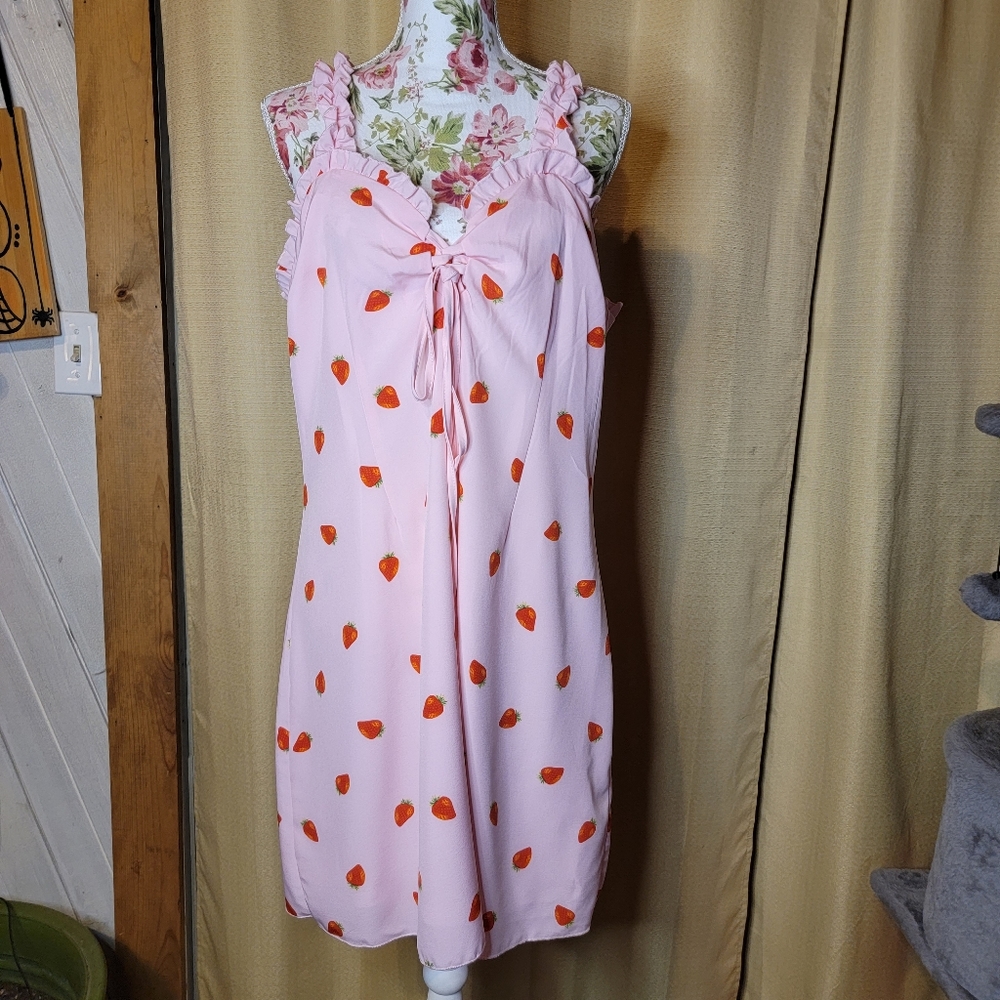 Shein Curve, 0xl, Strawberry print cami dress